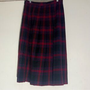 Vintage Bretton Place Wool Plaid Tartan Women's Skirt - Red Green Black SZ 14